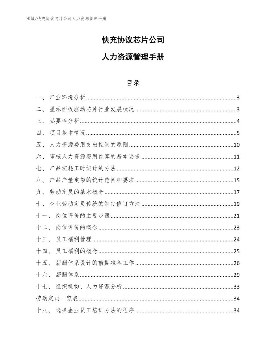 快充协议芯片公司人力资源管理手册_第1页