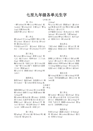 人教版初中语文课文拼音汇编(七至九年级)