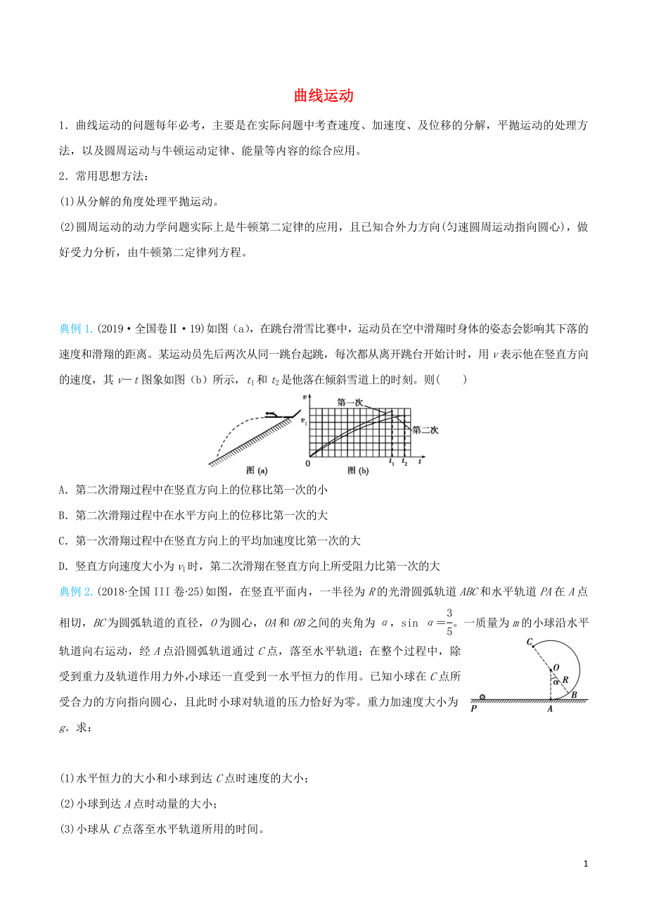 2020屆高考物理 精準(zhǔn)培優(yōu)專練六 曲線運(yùn)動(dòng)（含解析）_第1頁