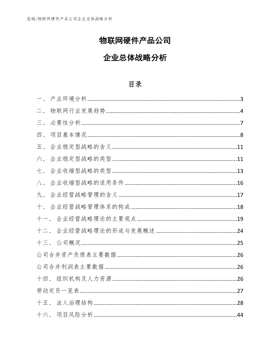 物联网硬件产品公司企业总体战略分析（参考）_第1页