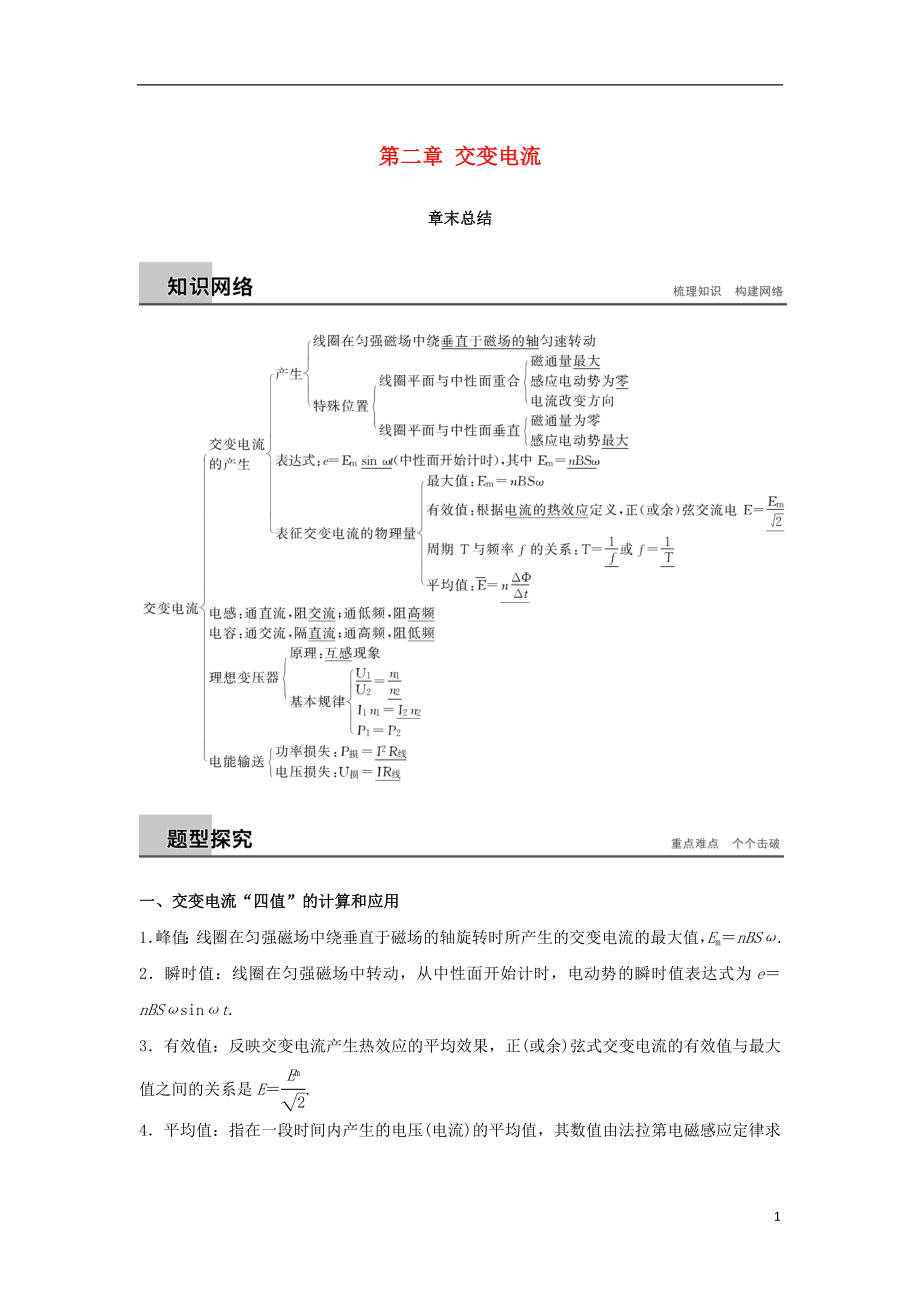 2017-2018高中物理 第二章 交變電流章末總結(jié)學(xué)案 粵教版選修3-2_第1頁(yè)