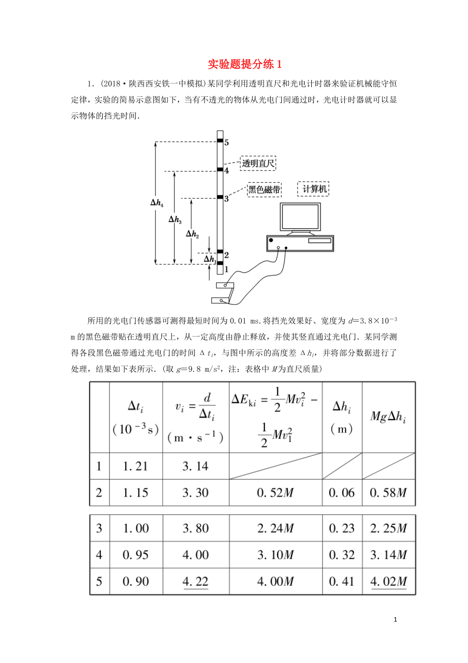 2018-2019高考物理二輪復(fù)習(xí) 實(shí)驗(yàn)題提分練1_第1頁(yè)