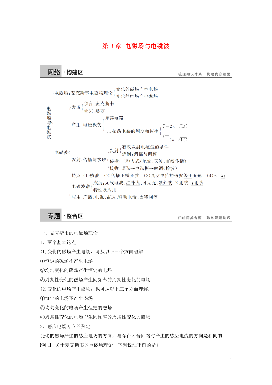 2017年高中物理 第3章 電磁場與電磁波學(xué)案 滬科版選修3-4_第1頁