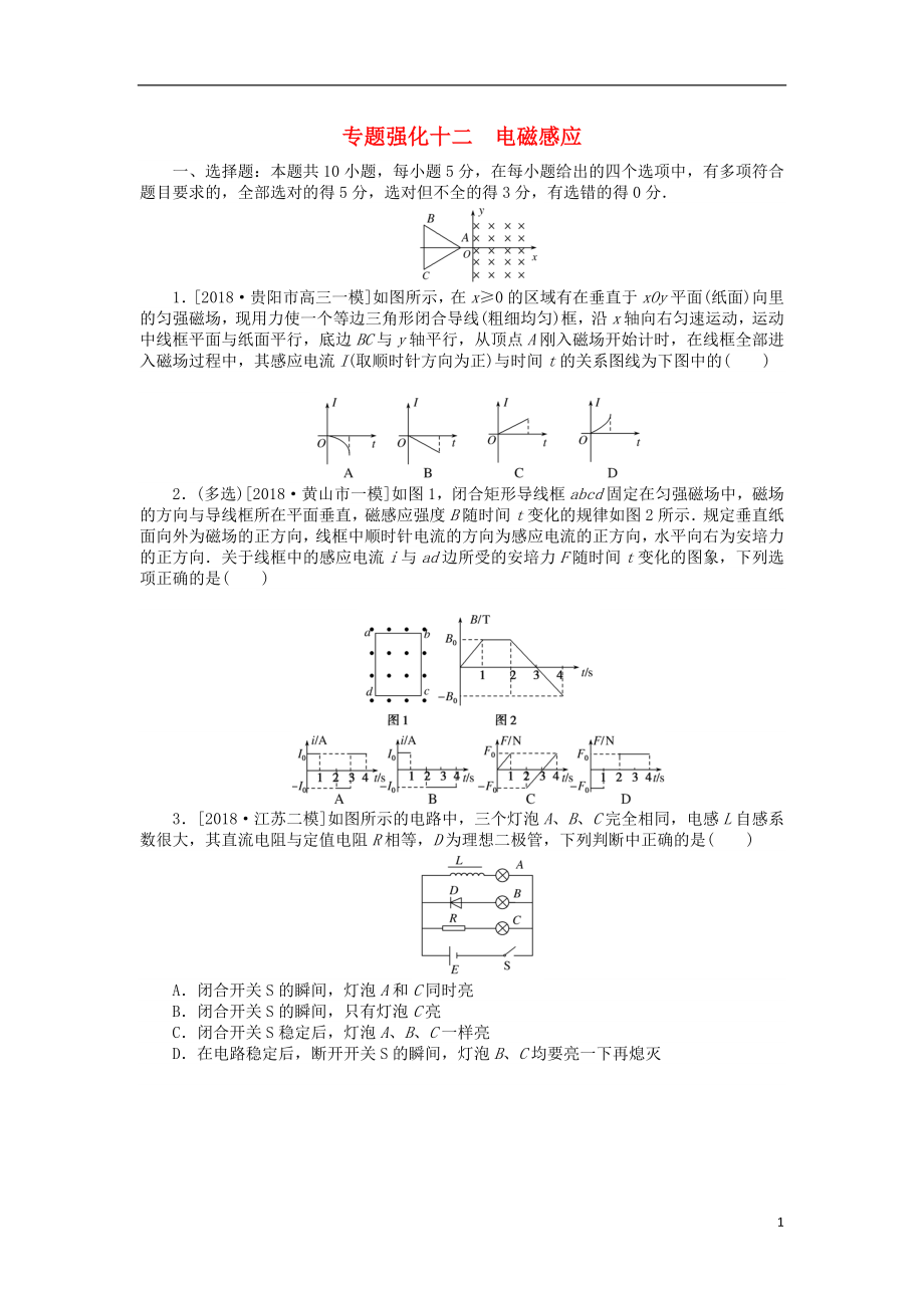 2019年高考物理二輪復(fù)習(xí) 專題強化十二 電磁感應(yīng)_第1頁