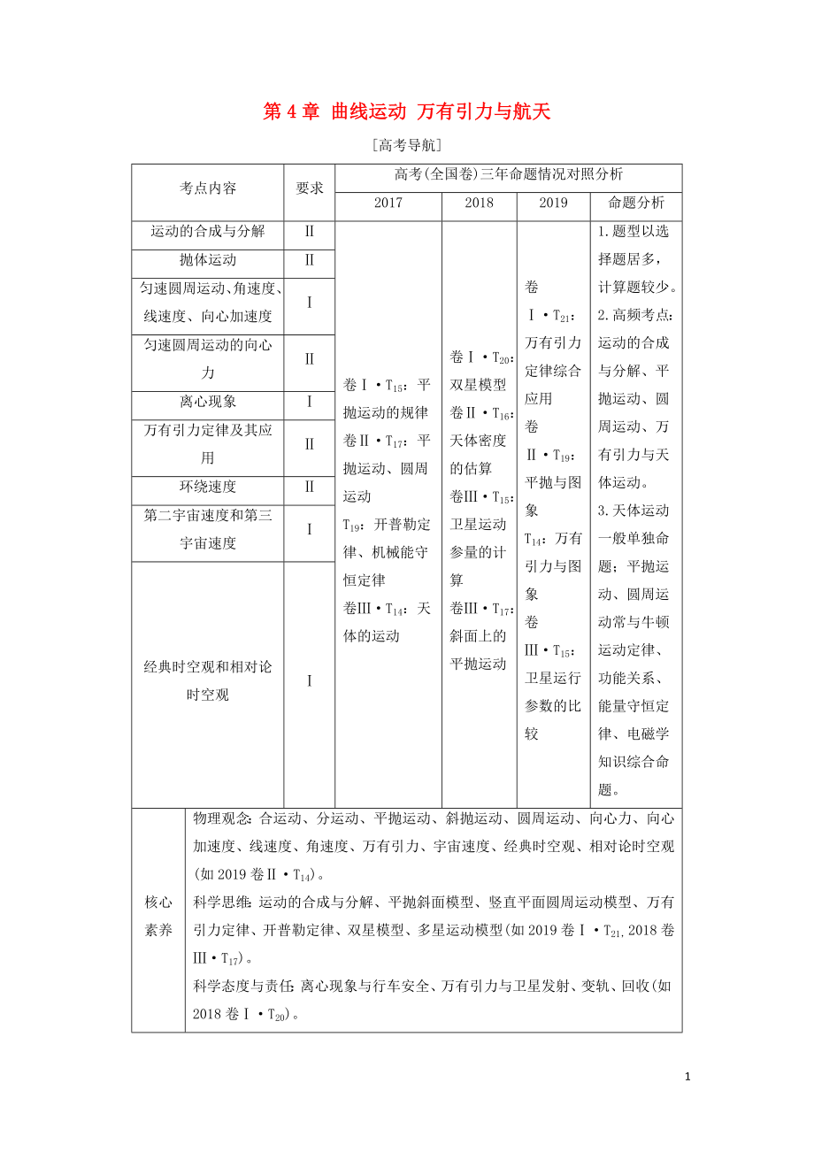 （通用版）2021版高考物理大一輪復(fù)習(xí) 第4章 曲線運(yùn)動(dòng) 萬有引力與航天 第1節(jié) 曲線運(yùn)動(dòng)、運(yùn)動(dòng)的合成與分解教學(xué)案_第1頁