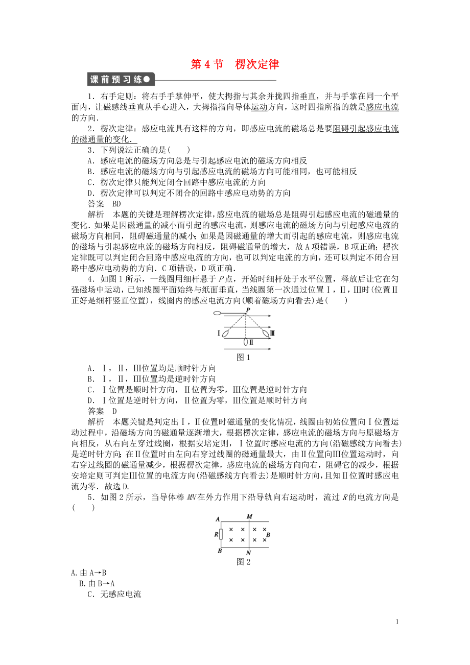 2018-2019學(xué)年高中物理 第一章 電磁感應(yīng) 第4節(jié) 楞次定律練習(xí) 教科版選修3-2_第1頁