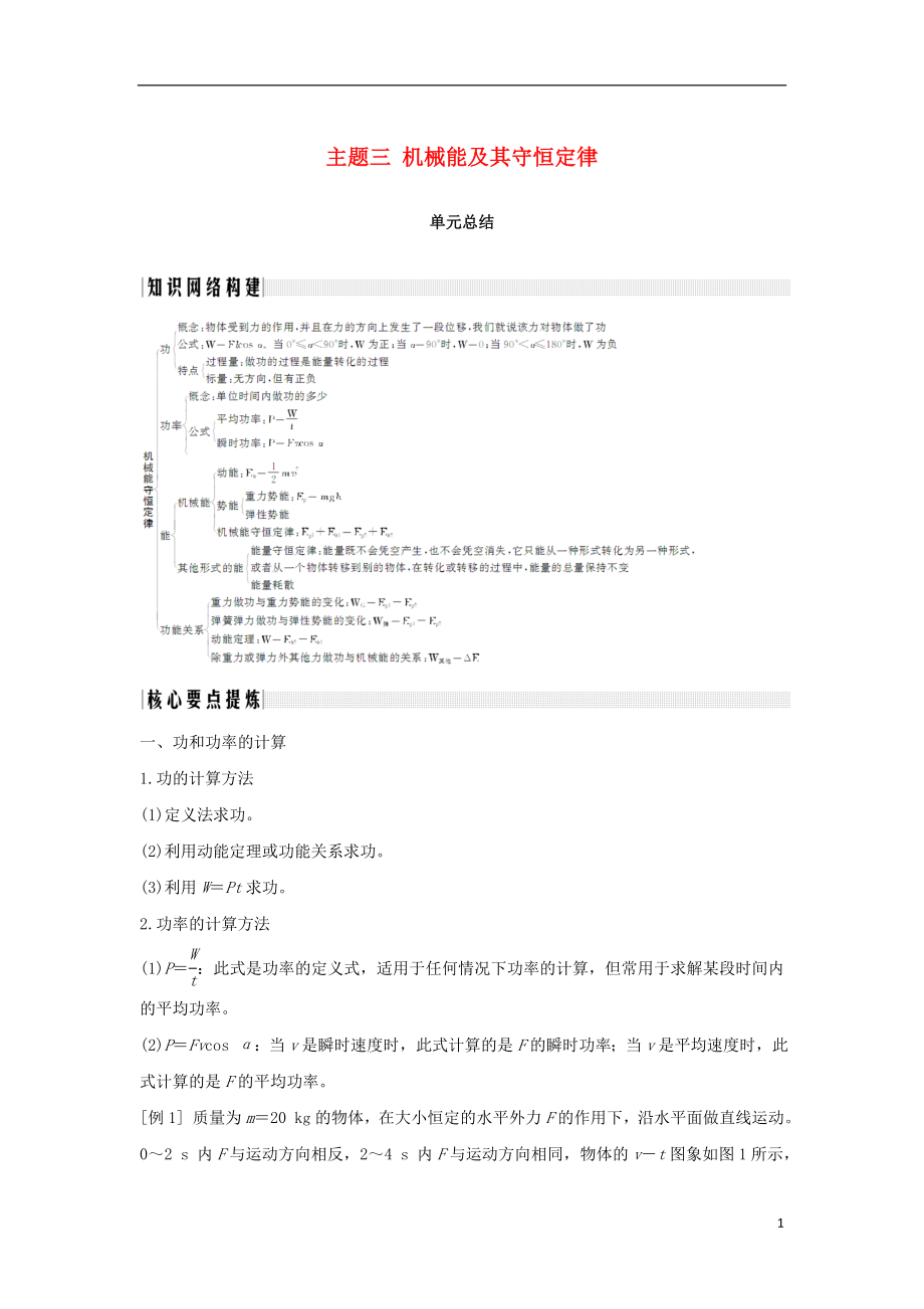 （通用版）2018-2019版高考物理總復(fù)習(xí) 主題三 機(jī)械能及其守恒定律單元總結(jié)學(xué)案 新人教版_第1頁