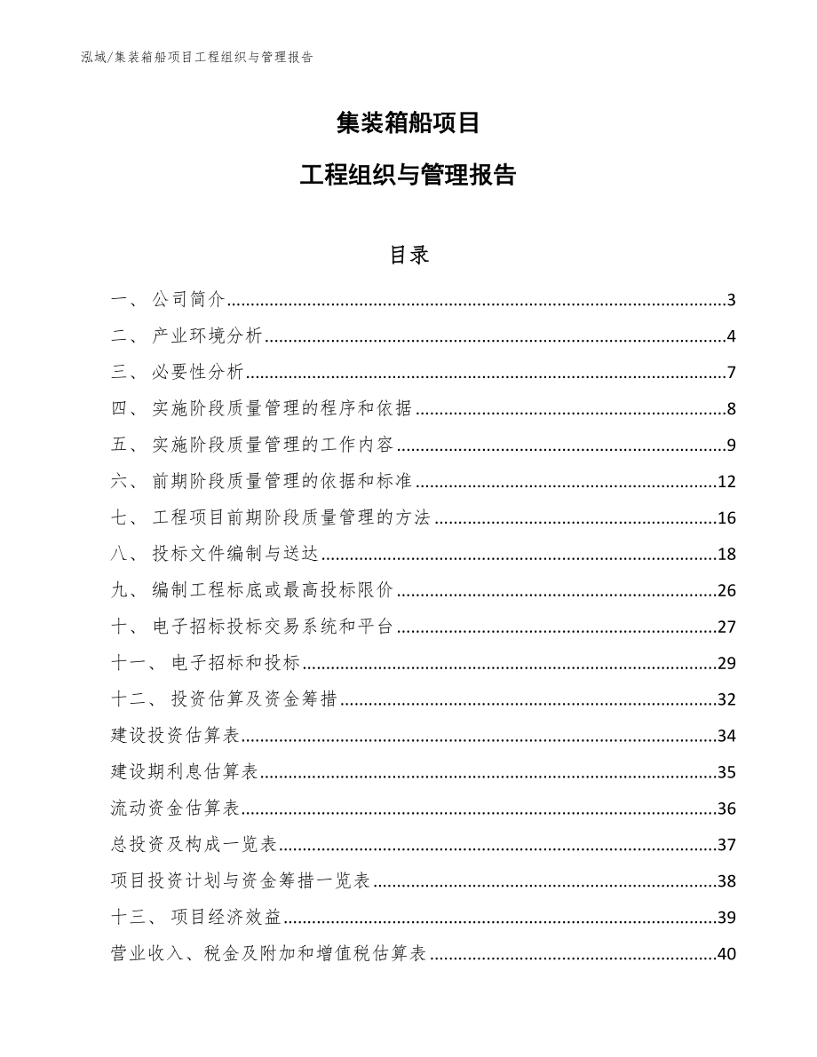 集装箱船项目工程组织与管理报告_参考_第1页