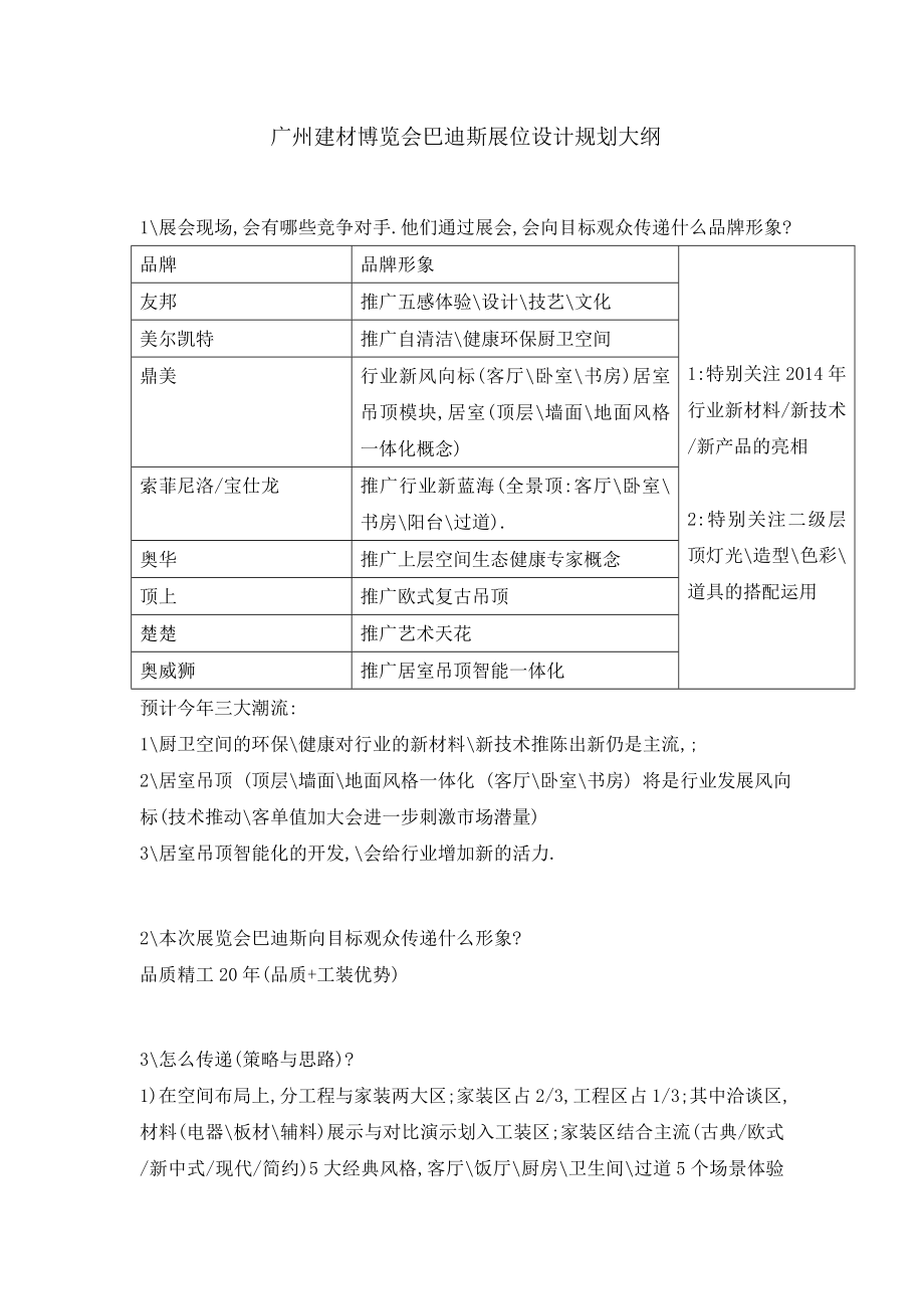 广州建材博览会巴迪斯展位设计规划大纲_第1页