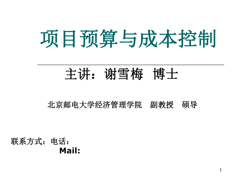 项目成本管理概述课件_第1页