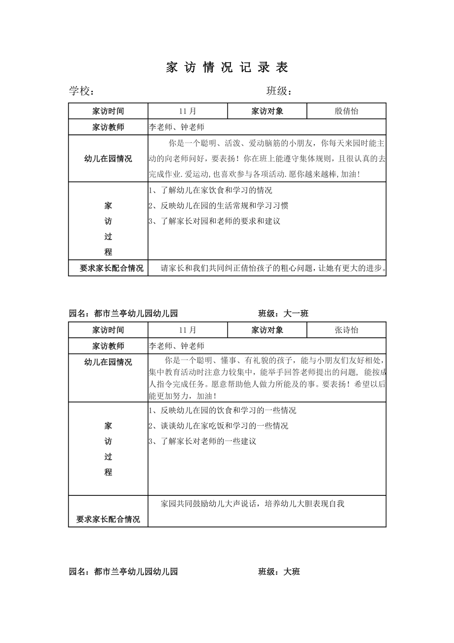 家访情况记录表_第1页