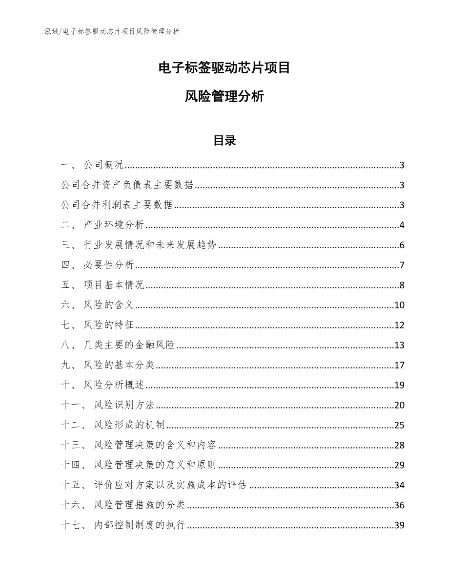 电子标签驱动芯片项目风险管理制度_第1页