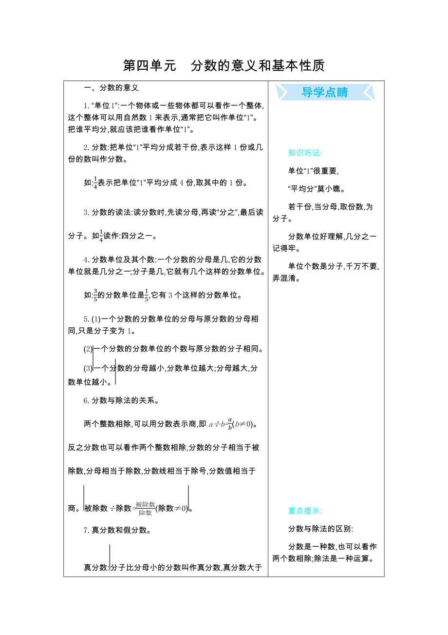 五年級下冊數(shù)學(xué)素材-第四單元　分?jǐn)?shù)的意義和基本性質(zhì)北京版(2014秋)_第1頁