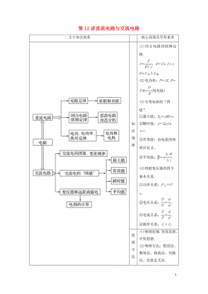 2019版高考物理二輪復(fù)習(xí) 專題四 電路與電磁感應(yīng) 第12講 直流電路與交流電路學(xué)案