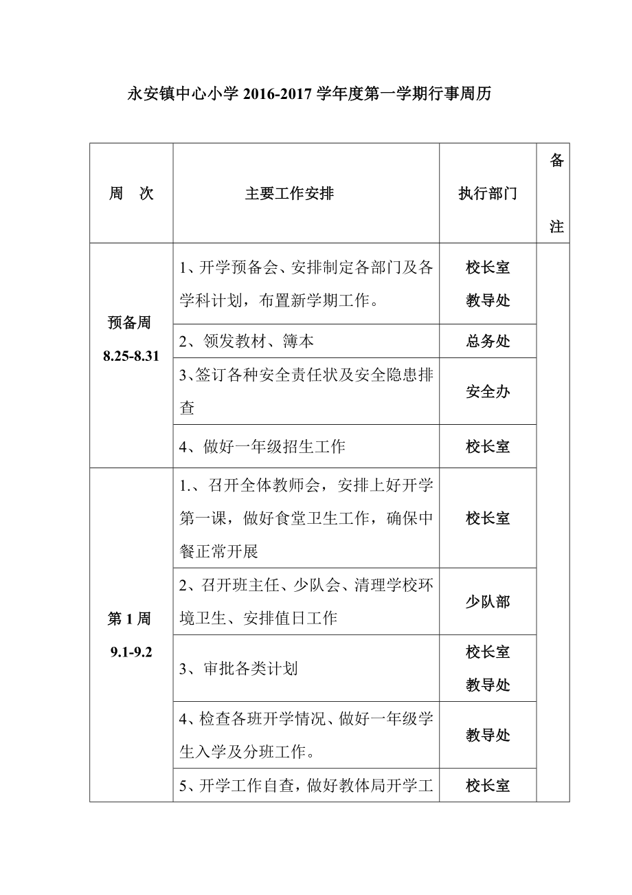 2016-2017第一学期行事周历2_第1页