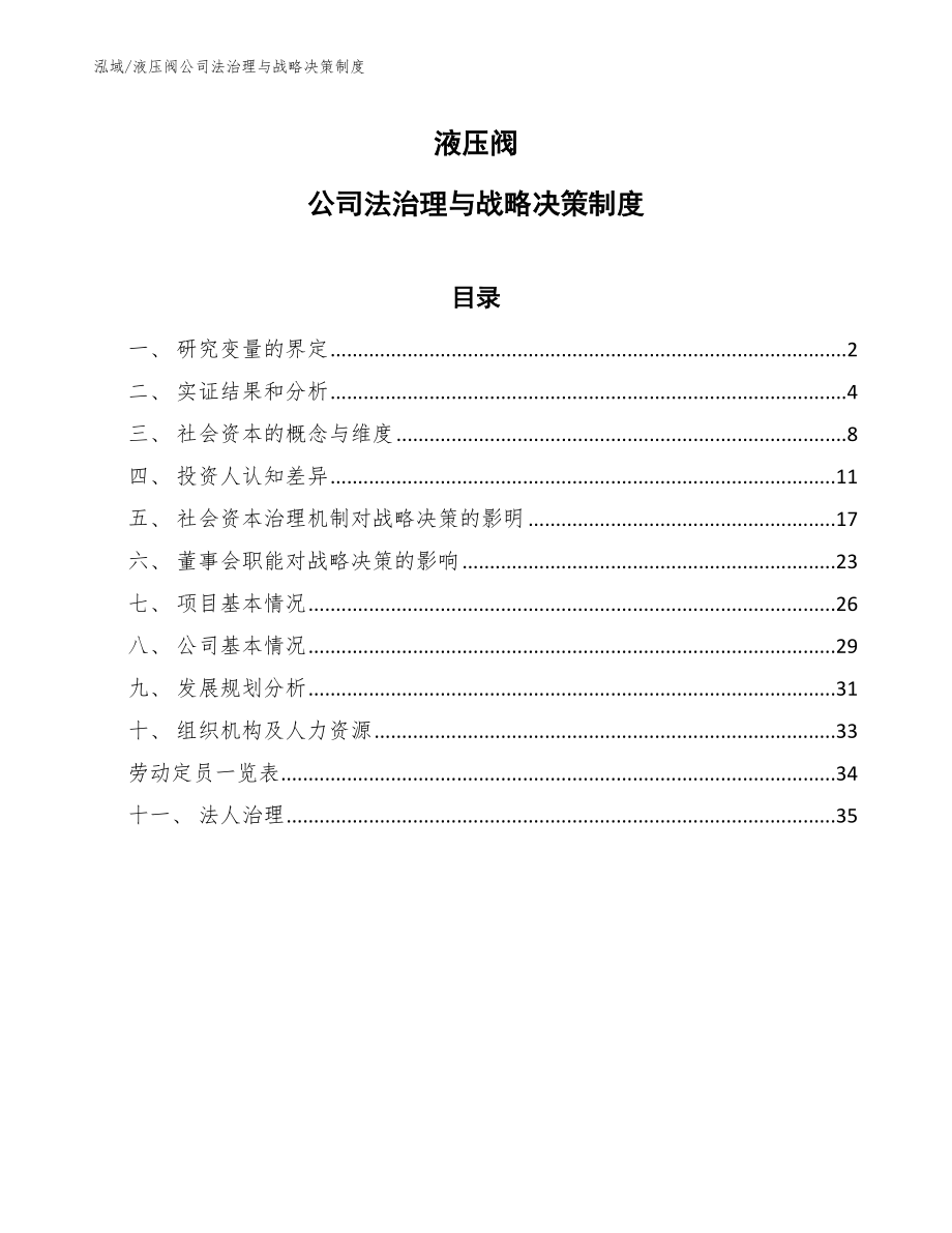 液压阀公司法治理与战略决策制度（范文）_第1页