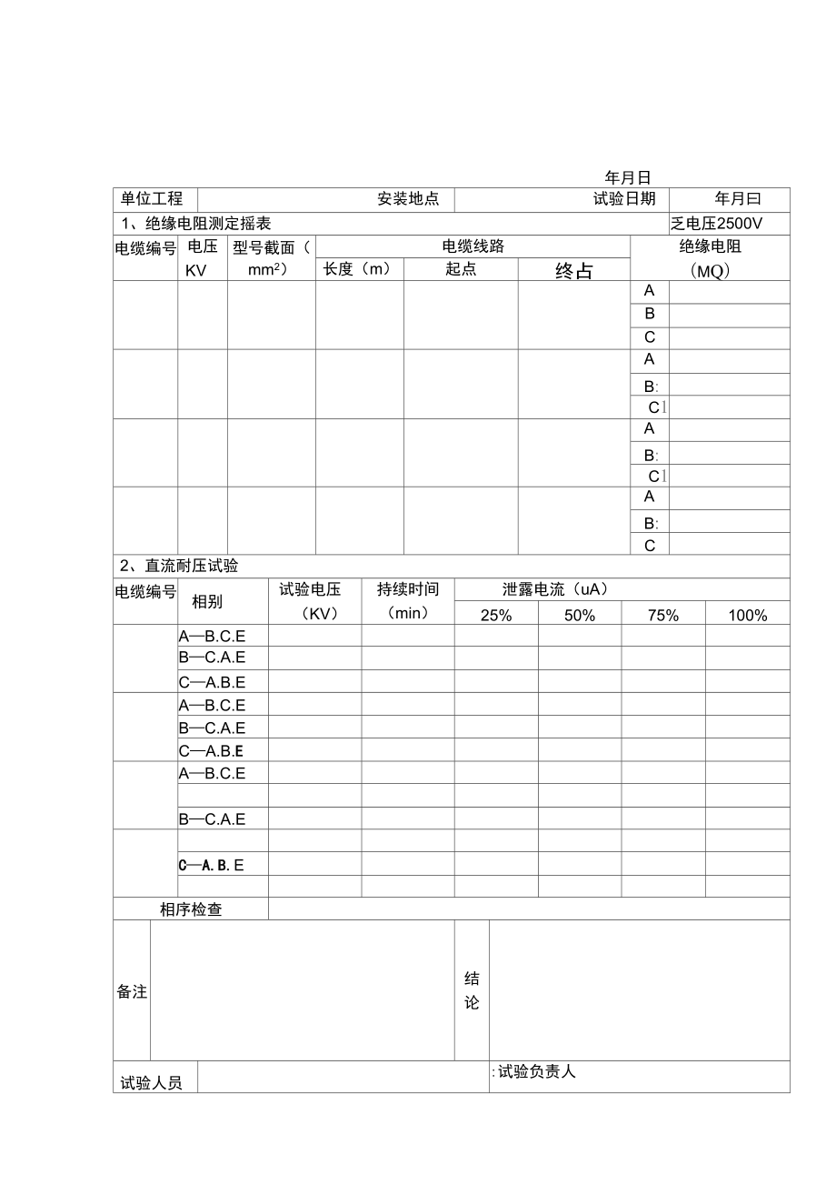 9-电缆直流耐压试验报告_第1页