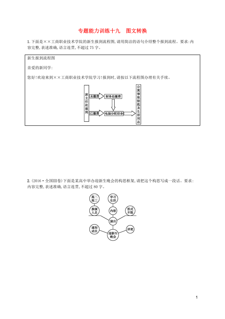 （廣西專用）2020高考語文二輪復習 專題能力訓練19 圖文轉換（含解析）_第1頁