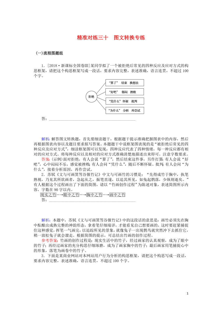 2020版高考語文二輪復(fù)習(xí) 精準(zhǔn)對(duì)練三十 圖文轉(zhuǎn)換專練（含解析）_第1頁