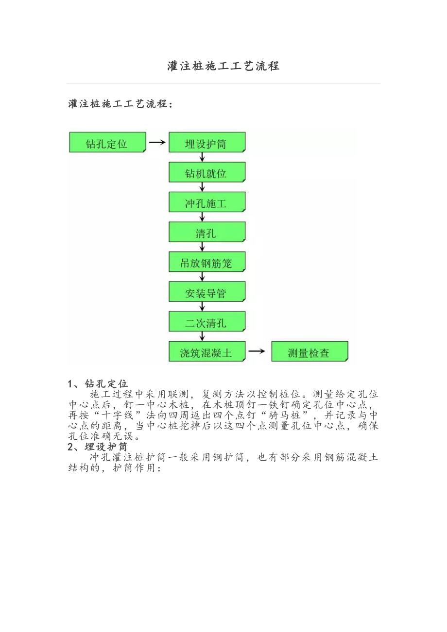 灌注桩施工工艺流程_第1页