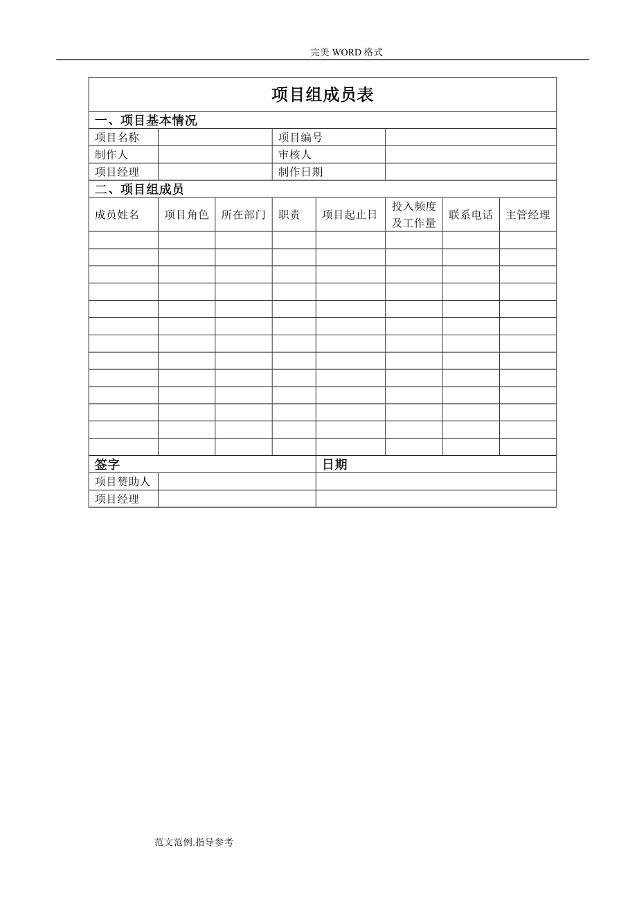 华为项目管理10大模板可直接套用非常实用的项目管理模板_第1页