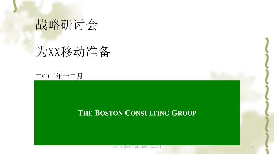 BCG为某公司做的战略规划培训课件_第1页