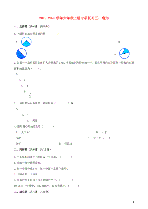 2019-2020學(xué)年六年級(jí)數(shù)學(xué)上冊(cè) 專項(xiàng)復(fù)習(xí)五 扇形試題（含解析） 新人教版