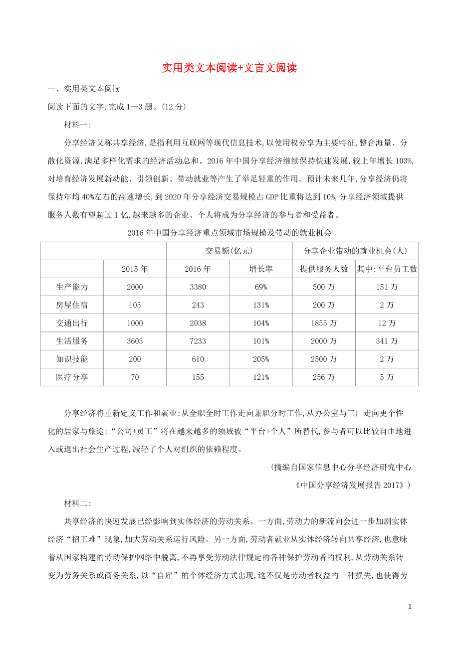 2019屆高考語文二輪復(fù)習(xí) 組合三（2）實(shí)用類文本閱讀+文言文閱讀訓(xùn)練（含解析）_第1頁