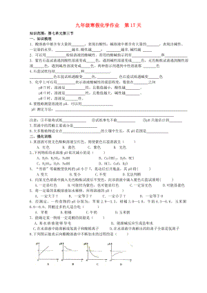 山東省濟南市長清區(qū)雙泉中學九年級化學上學期寒假作業(yè)第17天無答案魯教版