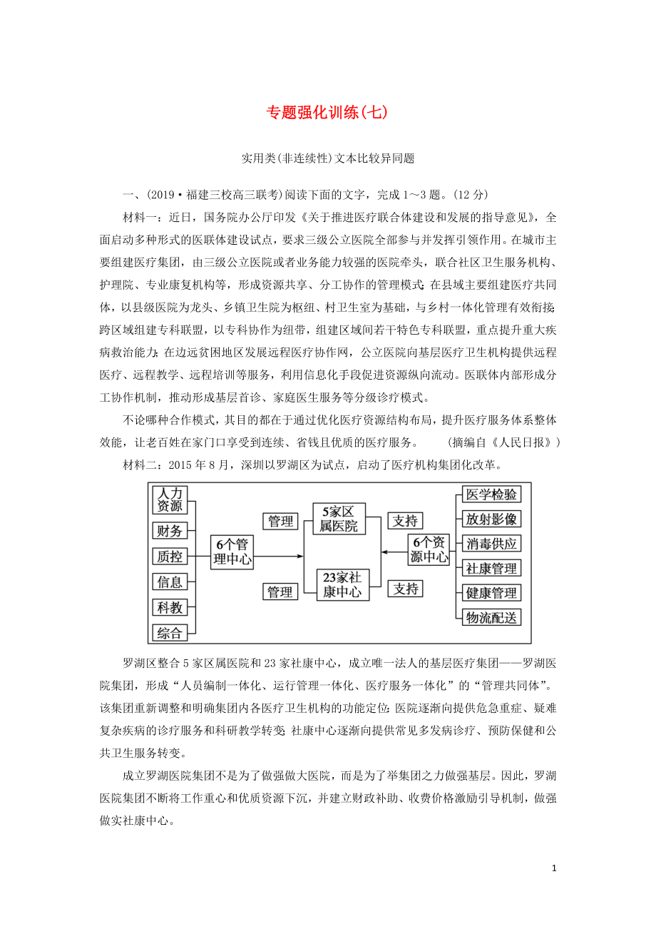 （新课标）2020版新高考语文大二轮复习 专题强化训练7 抓比较点提关键词解答比较异同题_第1页