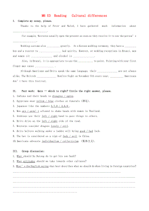 2015年高中英語(yǔ) Unit3 Understanding each other Reading學(xué)案 牛津譯林版選修6