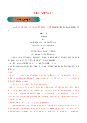 浙江省2019年高考語文大一輪復(fù)習(xí) 專題22 專題模擬（含解析）