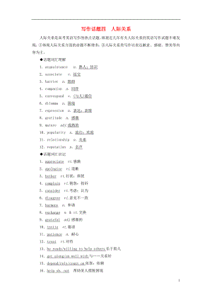 2019版高考英語一輪復(fù)習(xí) 寫作話題 4 人際關(guān)系 新人教版