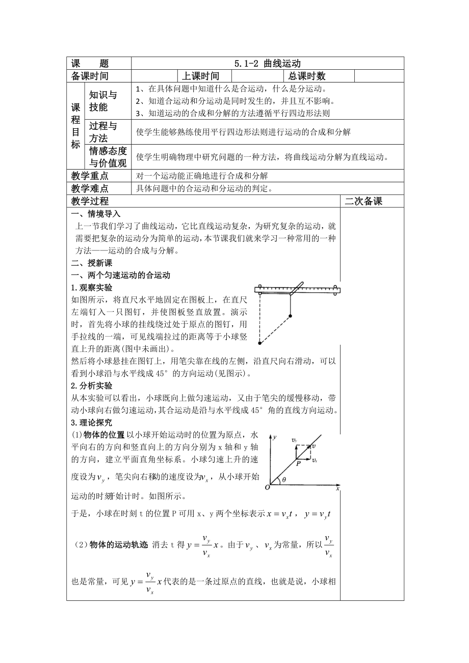 5.1-2 曲線運(yùn)動(dòng)教案_第1頁(yè)