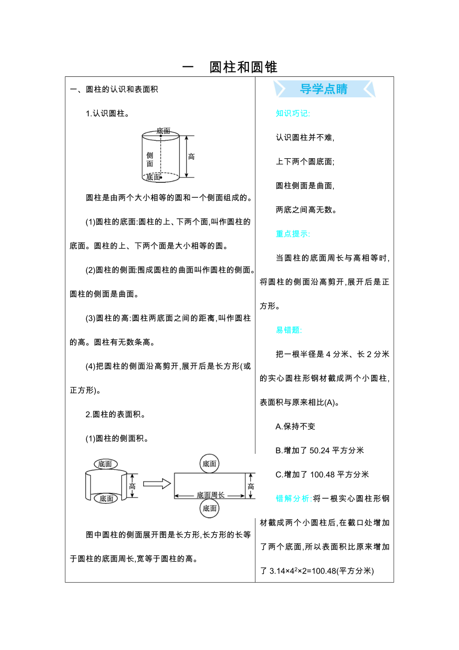 六年級下冊數(shù)學(xué)素材資料- 知識清單（第一單元） 北京版(2014秋)_第1頁