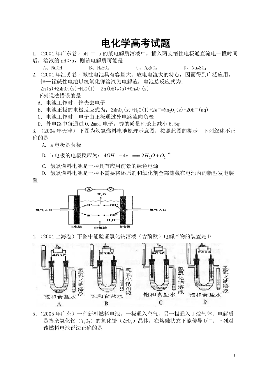 专题1化学反应与能量变化---2.0化学能与电能的转化 (1)_第1页