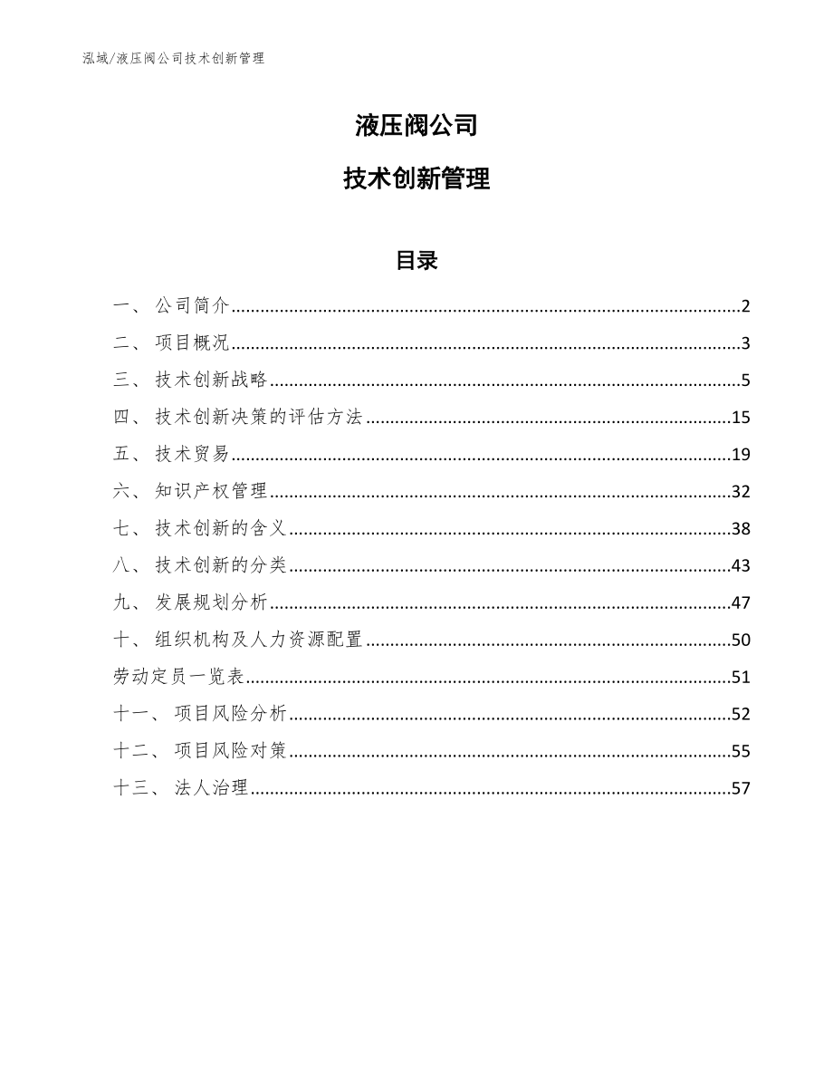 液压阀公司技术创新管理（参考）_第1页