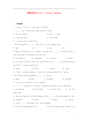 2018-2019學(xué)年高二英語(yǔ) 寒假訓(xùn)練09 Unit 4 Global warming