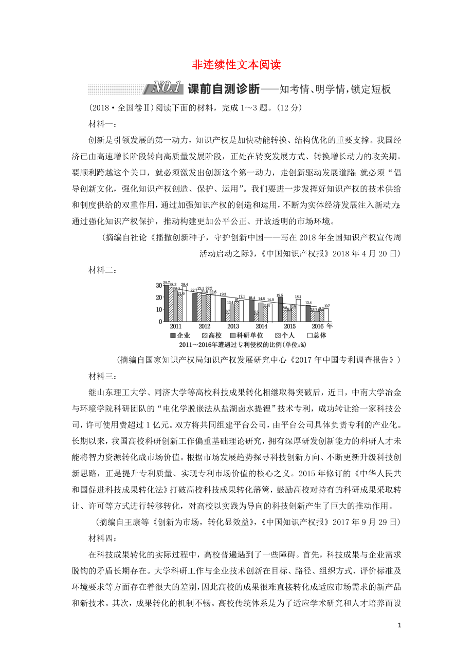 （通用版）2019版高考語文二輪復(fù)習(xí) 第一板塊 專題二 非連續(xù)性文本閱讀（含解析）_第1頁