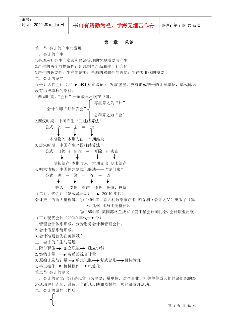 财务会计与管理基础知识分析笔记_第1页