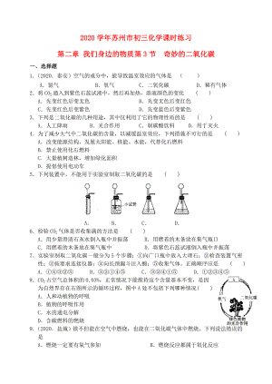 江苏省苏州市九年级化学第二章第3节奇妙的二氧化碳课时练习沪教版