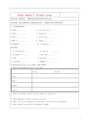 山東省淄博市淄川般陽(yáng)中學(xué)高中英語(yǔ) Module 3 Cultural corner學(xué)案（無(wú)答案）外研版必修3