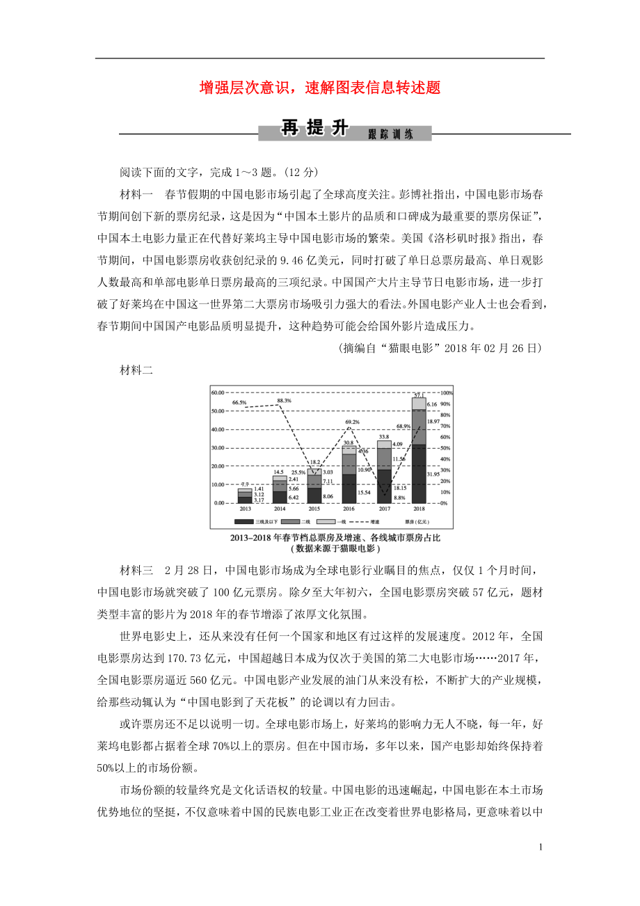 2019年高考語文大二輪復(fù)習(xí) 第四章 新聞閱讀 提分點(diǎn)二 增強(qiáng)層次意識(shí)速解圖表信息轉(zhuǎn)述題再提升訓(xùn)練_第1頁