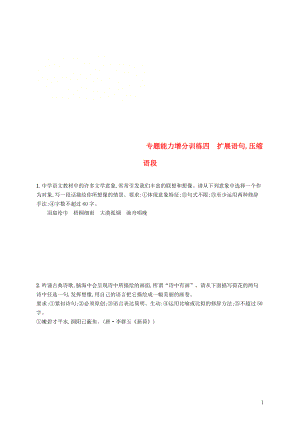 （浙江課標）2019高考語文大二輪復習 增分專題一 語言文字運用 專題能力增分訓練四 擴展語句,壓縮語段