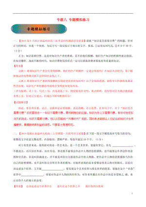 浙江省2019年高考語(yǔ)文大一輪復(fù)習(xí) 專題08 專題模擬（含解析）