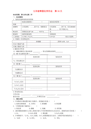 山東省濟(jì)南市長清區(qū)雙泉中學(xué)九年級化學(xué)上學(xué)期寒假作業(yè)第16天無答案魯教版