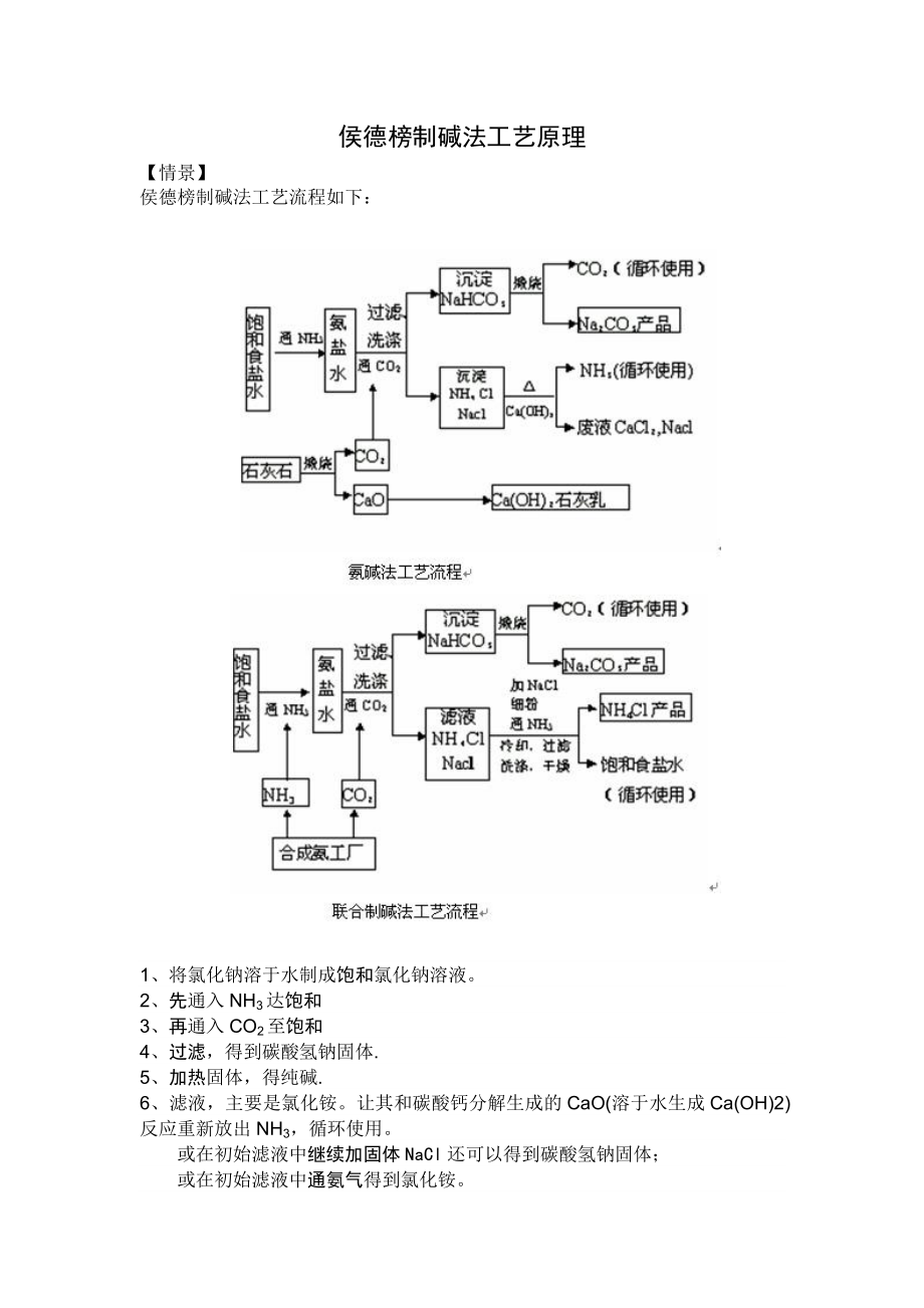 侯德榜制碱法工艺流程_第1页