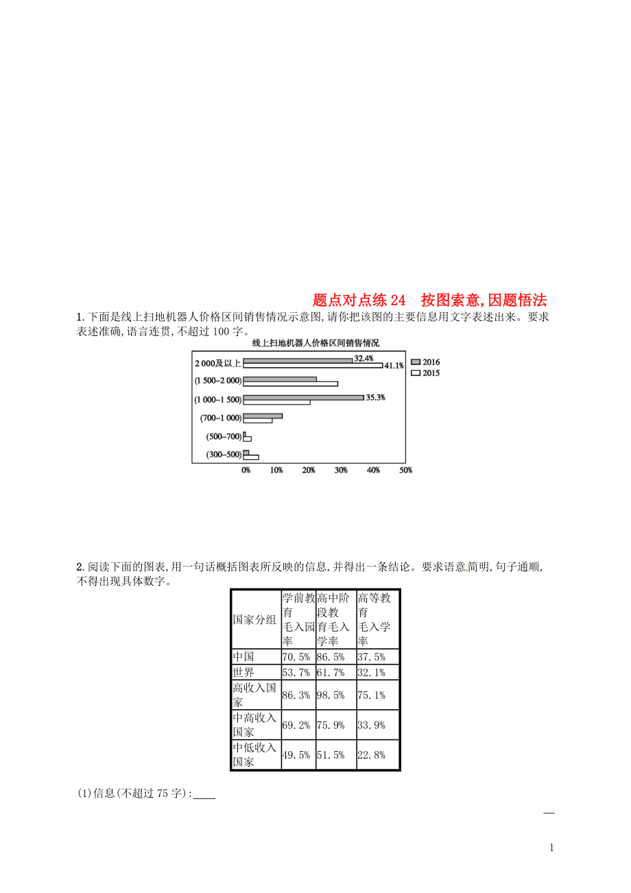 2019高考語文大二輪復(fù)習(xí) 題點(diǎn)八 語言文字運(yùn)用 題點(diǎn)對點(diǎn)練24 按圖索意,因題悟法（含2018高考真題）_第1頁