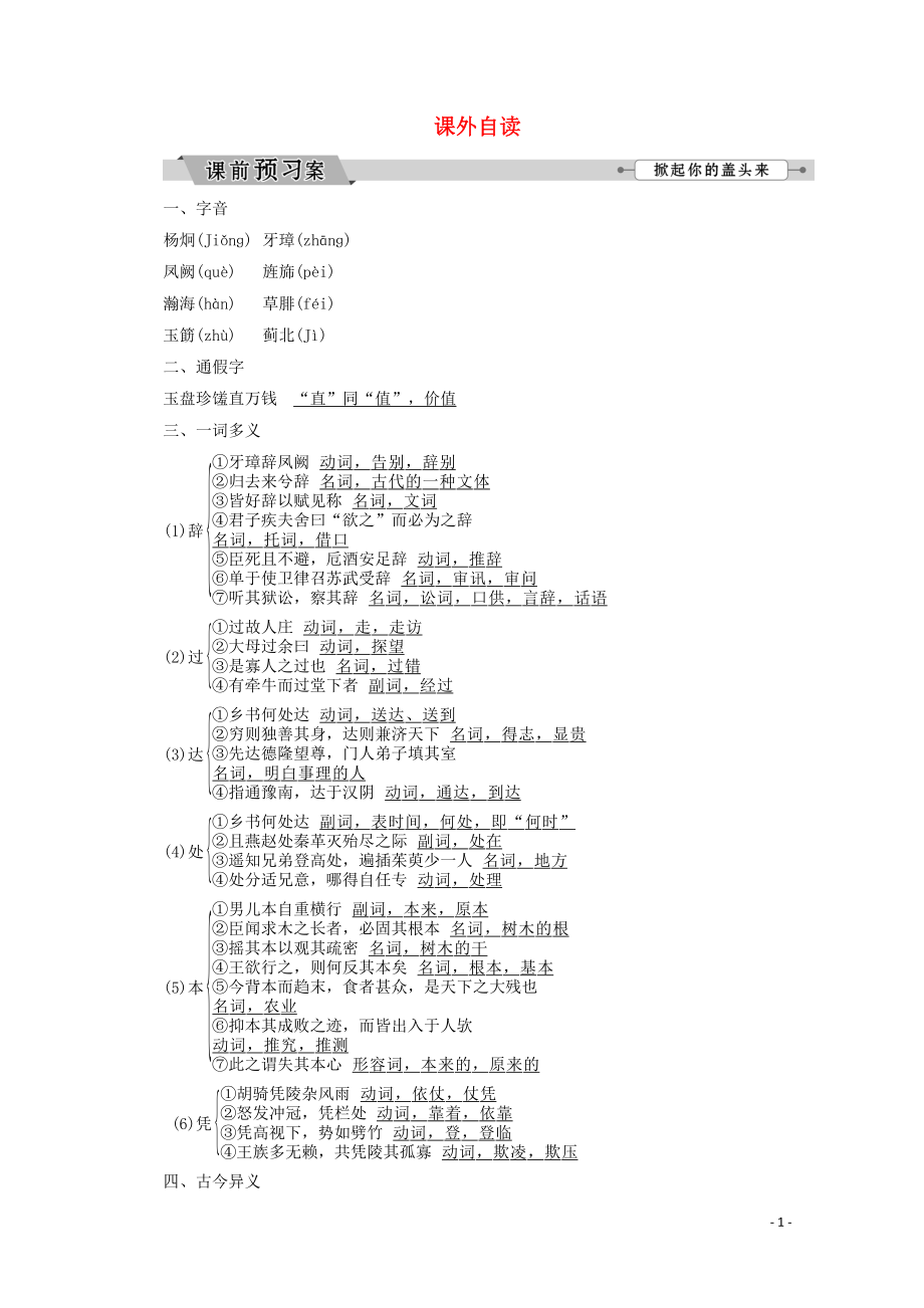 2019-2020學(xué)年高中語文 第一單元 氣象恢弘的初盛唐詩歌 課外自讀學(xué)案（含解析）魯人版《選修唐詩宋詞選讀》_第1頁