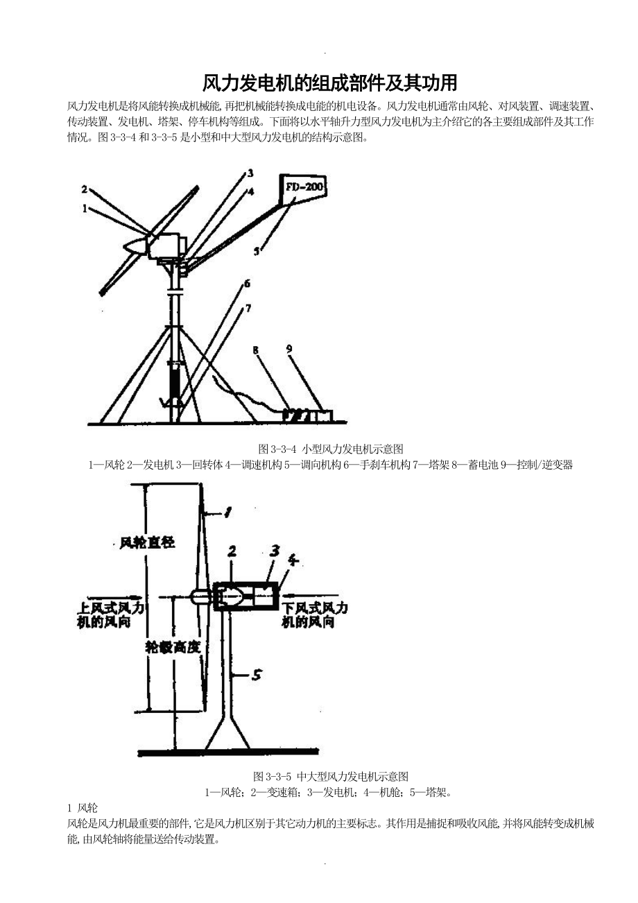 风力发电机的组成部件和功用_第1页